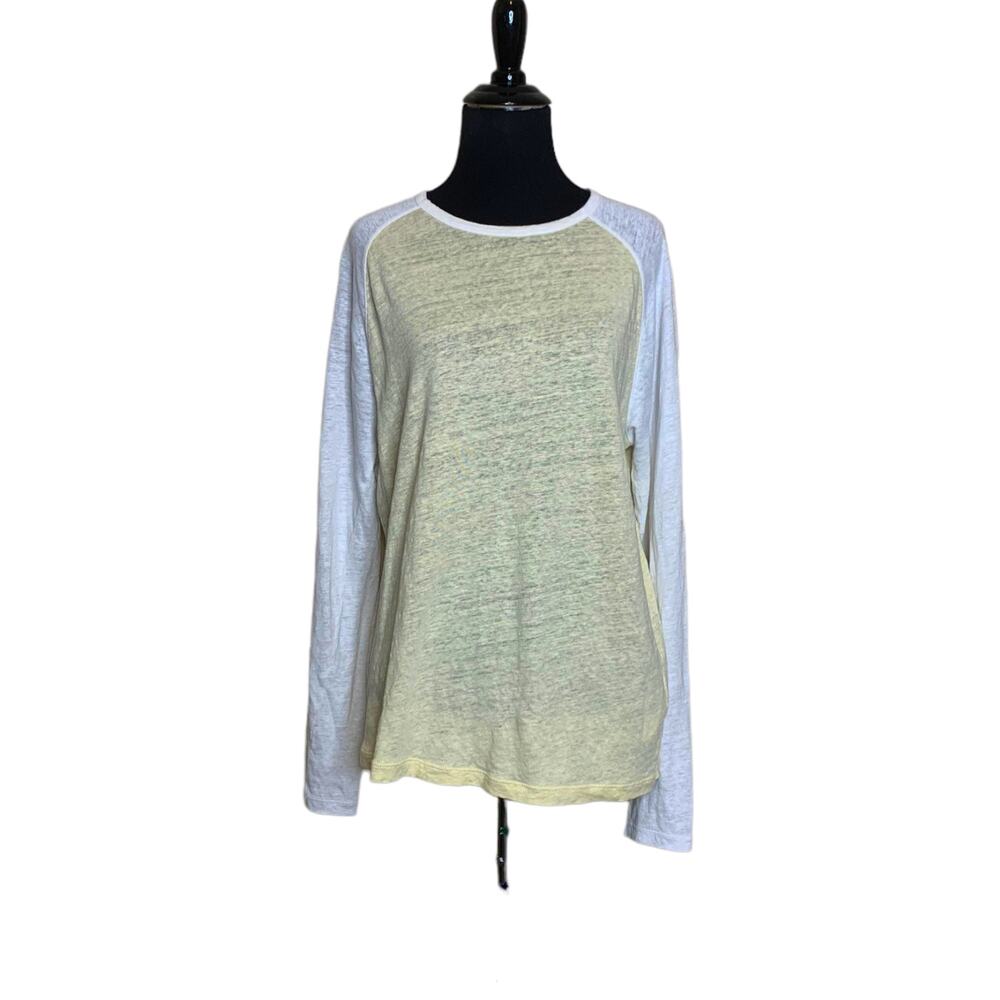 Vince yellow crew neck Henley T shirt size Small